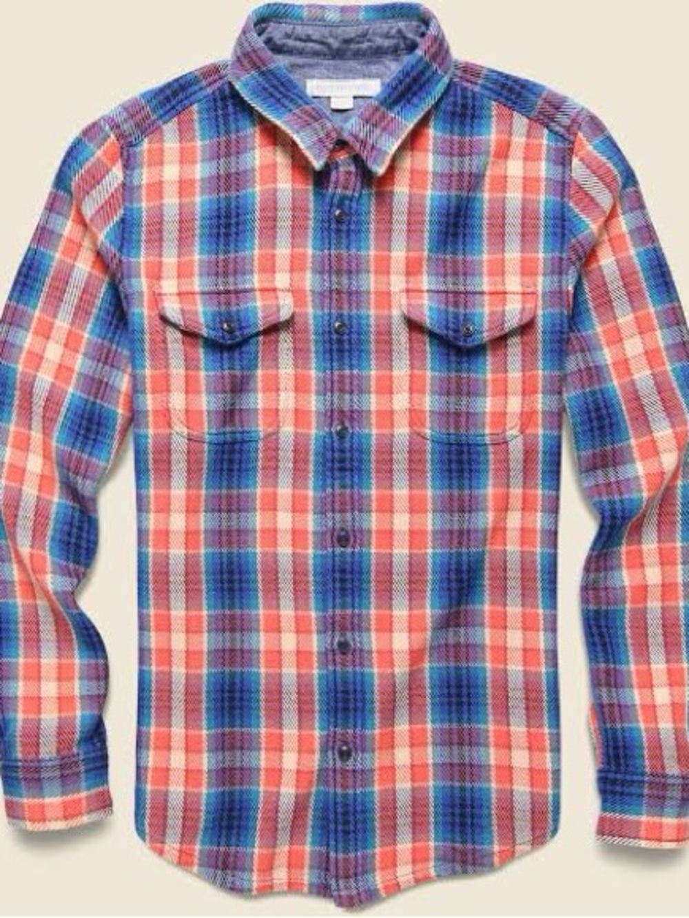 Outerknown Blanket Shirt - Watermelon Heavyweight Plaid Button-Down Shirt